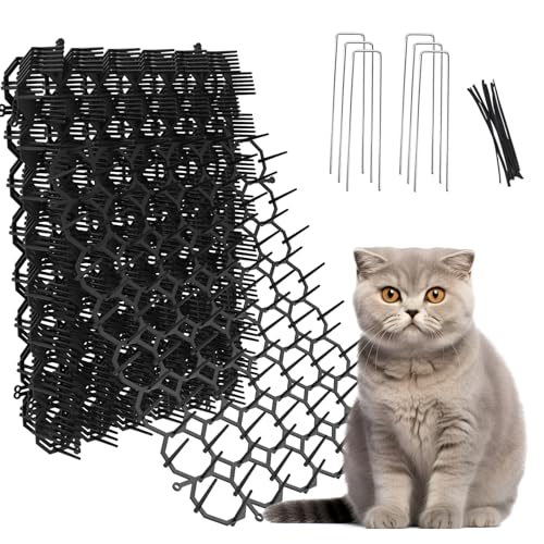 8.5 X 6.5 Inch Scat Mat for Cats with 6 Garden Staples & 6 Ties, 12 Pack Cat Deterrent Mat for Garden Fence & Animal Barrier - size: 12 Pack