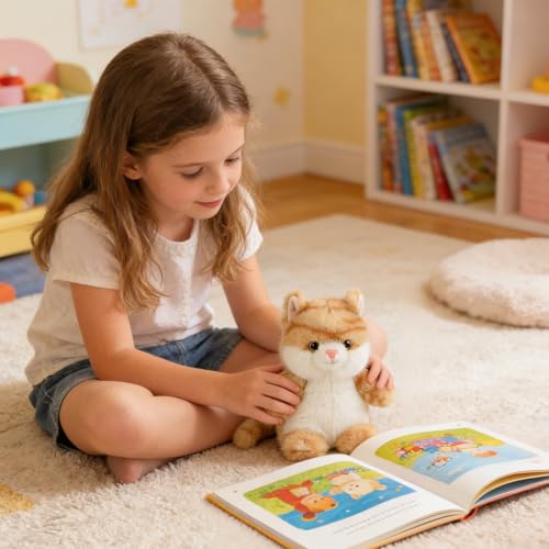 PEACH CAT Cat Stuffed Animal Cute Kitten Plushies Small Plush Toys Gifts for Kids Yellow (Squeaky) - style: Orange Cat