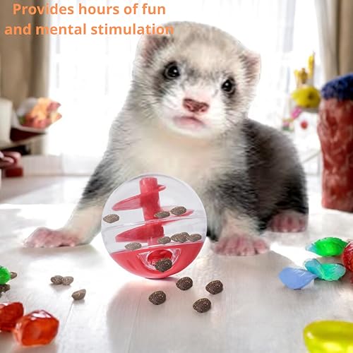 Ferret Treat Ball Interactive Toy Balls for Small Animal, Enrichment Toys Ferrets Dry Food Ball for Ferrets Guinea Pig Rat Chinchilla Hedgehog Bunny, Pet Ferret Accessories (S, Spiral) - size: S