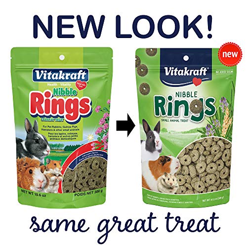 Vitakraft Nibble Rings Tiny Animal Treat, 10.6oz Healthy Crunchy Snack for Rabbit, Guinea Pig, Hamsters & Other Pets, Wholesome Wheat & Alfalfa, Added Vitamins & No Artificial Flavors (Pack of 600) - size: 0.04 Ounce (Pack of 600)