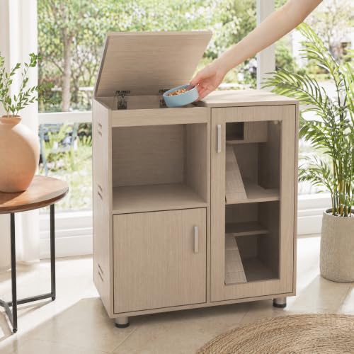 Guinea Pig Cages, Hamster Cage Wood with Independent Storage Cabinet, House for Rat Chinchilla with Guinea Pig Hutch and Bridge, Openable Top with Acrylic Sheets (Beige) - color: Beige