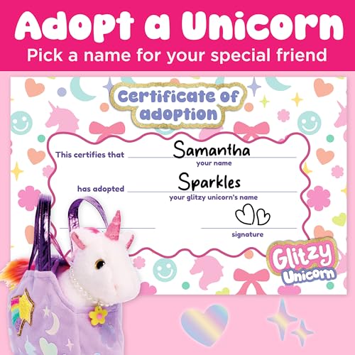 Creativity for Kids Glitzy Unicorn Kit | Adopt, Accessorize & Decorate Your Plush Pet | Toddler Purse & BFF Jewelry | Encourages Imaginative Play & Fine Motor Skills (Ages 4+) - style: Glitzy Unicorn