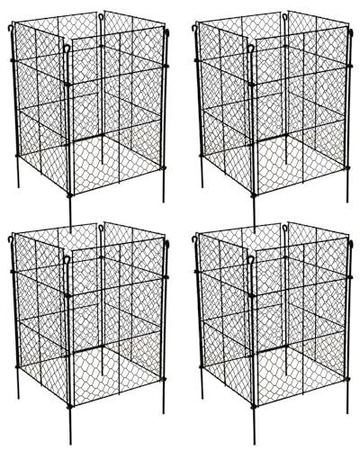 4 Pack Plant Protectors from Animals, 16Pcs DIY Plant Cages 12.6"x12.6"x16", Chicken Wire Garden Animal Barrier, Keep Rabbits & Chipmunks Out for Vegetables, Shrubs & New Plants - size: （12.6"L x 12.6"W x 16"H）4 Packs