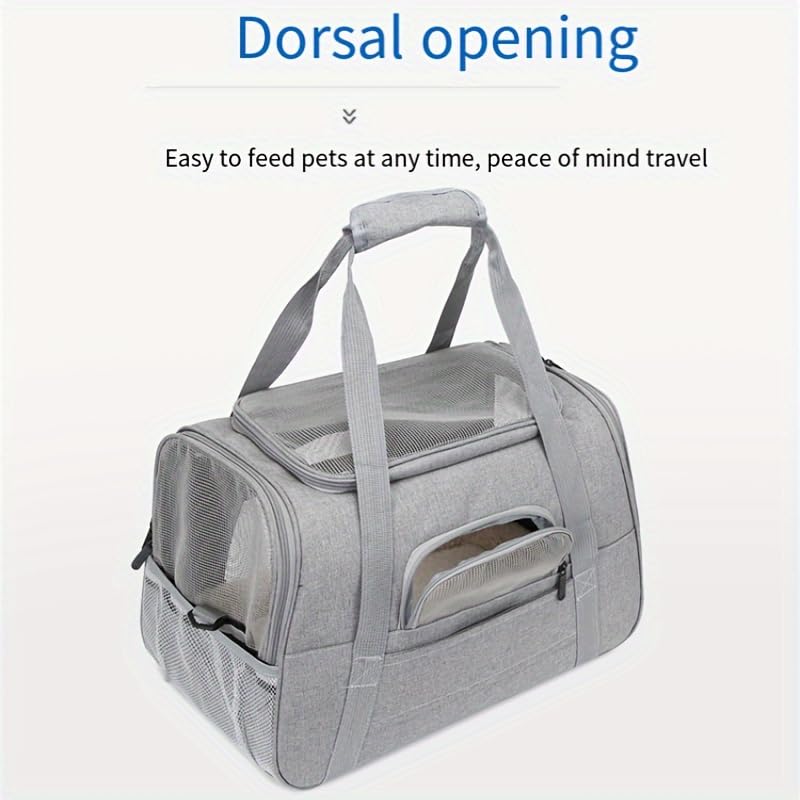 Cat Carrier Bag, Airline Approved Soft Carrier for Cats & Small Dogs | Airline approved pet carrier for pets under 15lb, breathable mesh with privacy cover, lightweight, foldable & washable - color: grey