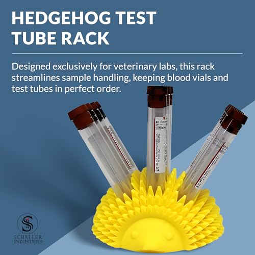 S I Schaller Industries Hedgehog Test Tube Holder, 13mm - Veterinary Blood Test Tube Rack, Holds 12 Vials, Compact Fun Design Organizer for Veterinary and Research Lab Use - Yellow - color: Yellow, size: 13mm Tubes