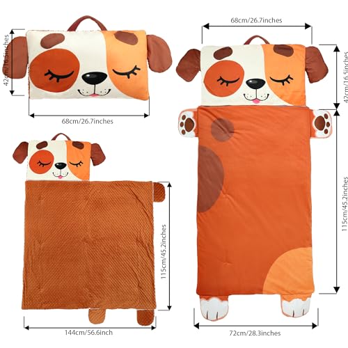 Wizland Sleeping Bag for Kids,Portable Daycare Nap Mat -61.8"×28.3" for 3 4 5 6 7 8 - color: Kid Dog Sleeping Bag