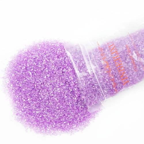 Crushed Glass Glitter, Broken Stones Shattered Glass Chips for Resin Art Crafts, Epoxy Resin Supplies, Geod Painting, DIY Art Projects, Jewelry Making, 2-4mm, 200g/7oz (Dark Purple) - color: Dark Purple