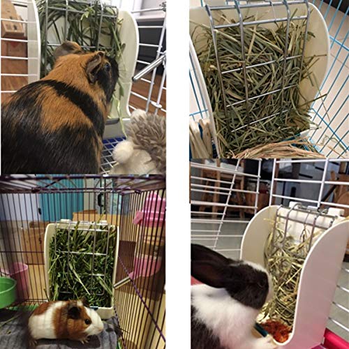 Litewoo Rabbit Hay Feeder, Small Animal Food Dispenser for Guinea Pigs | 3.54x5.7x7.09 in, Plastic, chew-resistant, hay feeder, for small animal/rabbits/guinea pigs/chinchillas/hamsters - color: A / White
