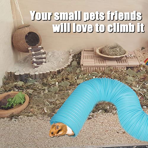 PINVNBY 2 PCS Hamster Tunnels,Plastic Ferret Tunnel,Guinea Pigs Tubes Hamsters Foldable Exercising Training Hideout Tube with 19 PCS Small Animals Toys for Mouse Gerbils Rats Mice(Blue) - color: 【Blue】