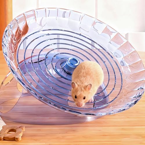 Hamster Wheel, 7 Inch Silent Exercise Running Wheel with Escape Holes, Quiet Spinner Toy for Guinea Pigs, Sugar Gliders, Gerbils (Blue) - color: blue