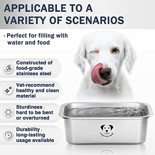 Stainless Steel Dog Bowls for Large Dogs, 0.85 Gallons High Capacity Metal Food Dog Bowls Extra Large Water Bowl for Dogs - size: 0.85 Gallons