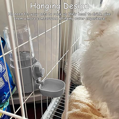 Tfwadmx Rabbit Watter Bottle 17oz Hanging Guinea Pig Automatic Water Dispenser No Drip Small Animal Cage Water Feeder Bowl for Bunny Chinchilla Hedgehog Ferret 2PCS (Grey) - color: Blue Watere 2pcs