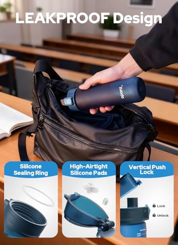 Opard Zip 20oz Plastic Water Bottle Dishwasher Safe, Leakproof Flip-Top Lid, BPA Free Tritan, Wide Mouth Reusable Kids Water Bottle for School Hiking Commuting Outdoor Travel and Gym - color: Midnight Blue, style: 20 oz - Fast Flow