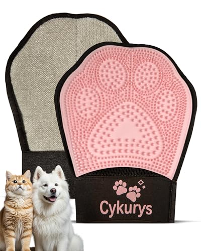 Pet Hair Removal Glove for Dogs & Cats, Double-Sided Grooming Glove | 2-in-1 Pet Grooming Tool, Electrostatic Hair Remover for Clothes & Furniture + Silicone Brush for Deshedding Pets，Pink - color: 1pcs-Pink