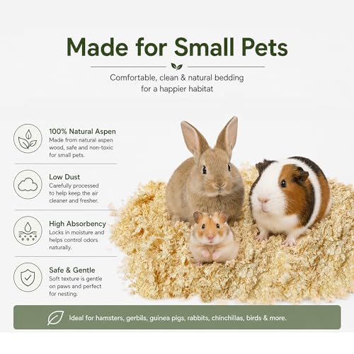 35oz Natural Aspen Wood Pet Bedding – Low Dust, Odor Control & Ultra Absorbent Shavings for Hamsters, Parrots, Guinea Pigs & Small Animals - size: 35oz