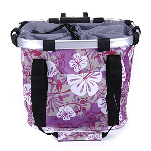 Pet Dog Bike Basket & Carrier Bag- Foldable Detachable Pet Travel Bicycle Basket - Small Animal Dog Cat Rabbit Bike Ride Basket Carrier (Purple) - color: Purple