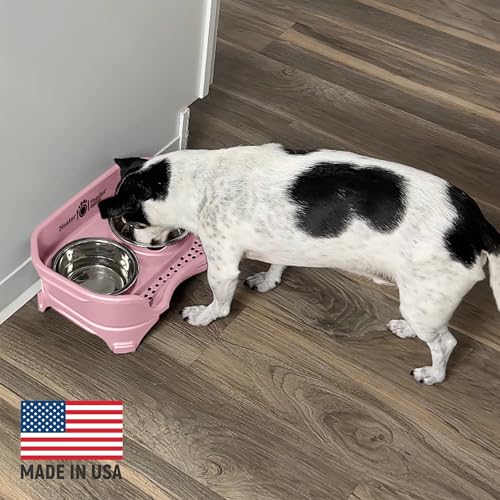 Neater Feeder Express Mess Proof Dog Bowls Elevated for Small Breeds Under 15 Lb, Made in USA, No Spill Raised Dog Food Bowl Stand, Stainless Steel Food and Water Bowl Set, Feeding Station, Pink - color: Pink, size: Small w/ Standard Bowls