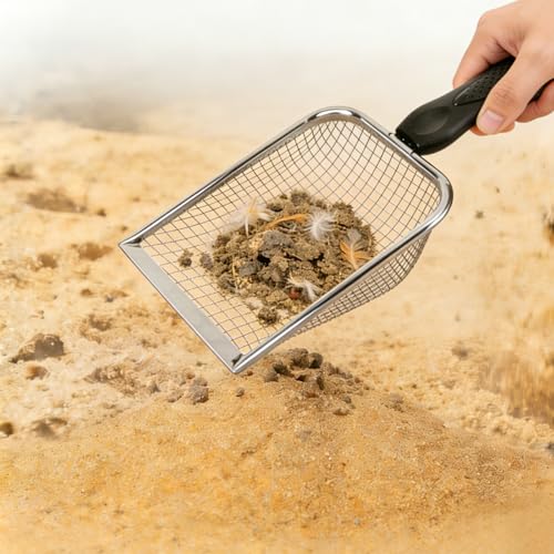 4 Pack Chicken Poop Scooper, 4" Metal Mesh Shovel | 2.0mm/2.8mm/3.8mm/5mm Holes, Chicken Coop Rake for Sand Litter, Suitable for Chickens, Cats, Rabbits, Hamsters & Reptiles - size: 4" 4 Set