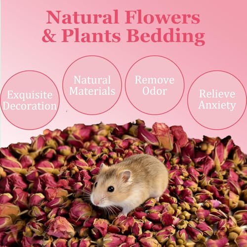 Hamster Bedding Habitat 100G/3.5oz Hamster Forage Flowers Cage Accessories for Rabbit Gerbil Mouse Guinea Pig (100G) - size: 100G