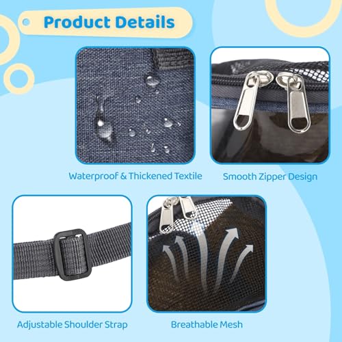 Small Animal Carrier Bag, Breathable, Adjustable & Removable Shoulder Strap & Hand-Carry Design, Clear Front Window, Washable for Hamsters & Sugar Gliders, 7.1 x 3.5 x 5.5 in