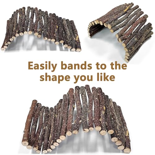 Hamiledyi 2pcs Large Reptile Hides Bearded Dragon Hide Bendable Climbing Bridge Wood Tunnel Tortoise Hut Lizard Hiding Cave for Snake Turtle Gecko Chameleon (15.8" x 7.9") - size: L-15.8 x 7.9-2 PACK