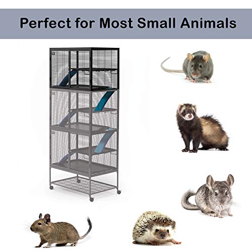 Critter Nation by MidWest Homes for Pets Add-On Unit, Small Animal Cage Extension for Rats, Chinchillas, Ferrets and Sugar Gliders, with Full-Width Doors, Ramps, Resting Shelf and Removable Base Pan - color: Black: 1/2 Inch Wire Spacing: Critter Nation, s
