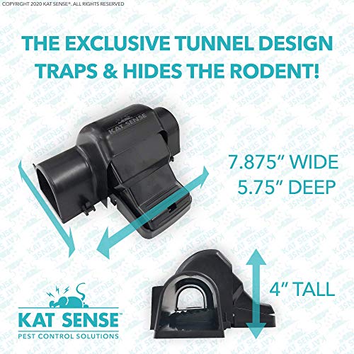 Kat Sense Covered Rat Trap & Chipmunk Trap, Prevents Accidental Triggering with Tunnel Design, Quick Action Pest Control Device, Indoor Outdoor Mouse Trap, Reusable Snap Style Rodent Control