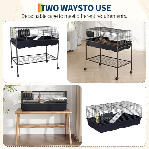 Guinea Pig Cage Kit, Small Animal Cage with Hay Holder, Water Bottle, Food Bowl, Metal Pet Habitat for Hamster, Chinchillas, Guinea Pigs, Rabbit, Squirrel, Gerbil - size: 42"H