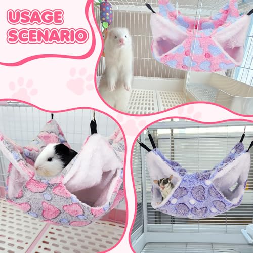 YedsIntu 3 Pcs Guinea Pig Hammock, Rat Ferret Hamster Hanging Hammock Guinea Pig Accessories for Small Animals Chinchilla Parrot Sugar Glider Ferret Squirrel (11"×11") - color: Purple, Gray, Pink