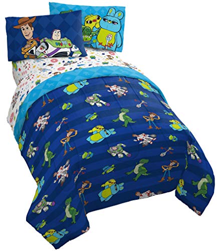 Disney Toy Story Woody Full Size Comforter Set 5 Piece Kids Bedding, Blue | Buzz Jessie, Bed in a Bag, Comforter Sheets Pillowcases, Official Product, Soft Microfiber, Machine Washable, Kids Gift - color: Blue - Toy Story, size: Full
