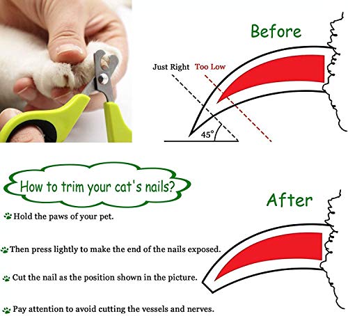 Pet Nail Clippers, Update Version Cat & Kitten Claw Nail Clippers for Trimming, Professional Pet Nail Clippers Best for a Cat, Puppy,Rabbit, Kitten & Small Dog,Sharp & Safe (Green) - color: Green
