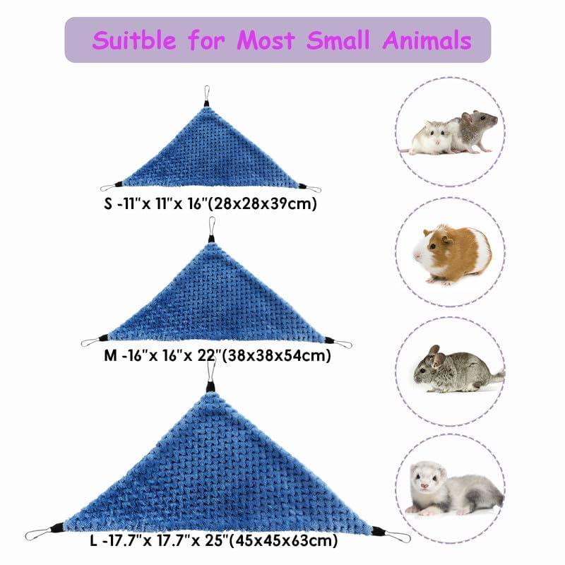 Guinea Pig & Rat Hammocks, Perfect for Pet Critter Cages, 2 Pack | Come with Hooks | Ideal Hanging Hammocks for All Small Animals: Chinchillas, Squirrels, Hamsters. L, Blue+Pink - color: Blue+Pink, size: Large