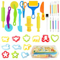Kleeblatt Dough Tools Set for Kids - 31 Pcs Playdough Kit | 12 animal molds, 9 Basic Dough Tools, 9 Double-Headed Clay Carving Tools, 1 Cleaning Brush, Exquisite Box - color: KT-DoughTools-3