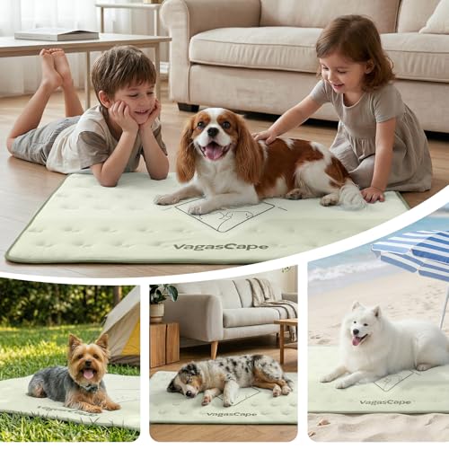 3.0 Supportive Double Sided Dog Cooling Mat | Thick Durable Pet Cooling Mat for Extra Large Pet, 47" x 28" Washable Cooling Mat for Dog Outdoor and Indoor - color: Square Green, size: Large
