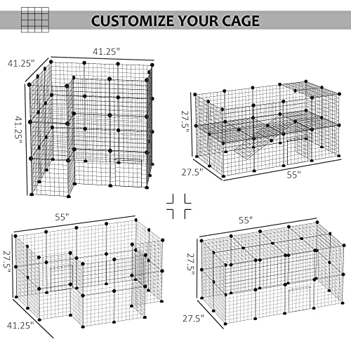 PawHut 36 Panels Small Animal Playpen with Door for Guinea Pigs 14 x 14 in | DIY C&C Cage, Ramp, Portable Metal Wire Yard, Rabbit, Hedgehogs