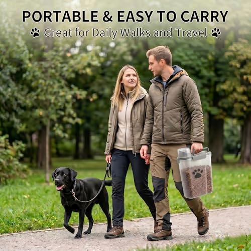 5-7Lbs Dog Cat Food Storage Container with cleaning brush | 4 Snap Seals,Portable Pet Food Containers with Upgraded Large Nozzle and Measuring Cup,Cats,Birds(Large-Grey) - color: 6QT-Grey