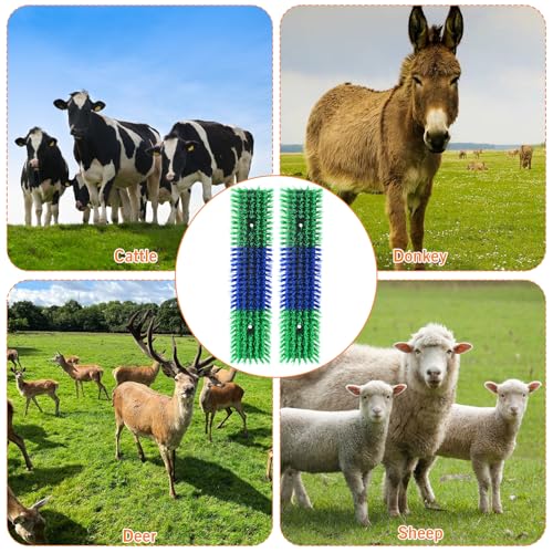Livestock Scratch Brush With 24 Screws，Animal Back Scratching Brush for Cow,Cattle,Sheep, Horses,Pigs，Massage Grooming Tool(Green, 6pcs) - color: Green, size: 6pcs