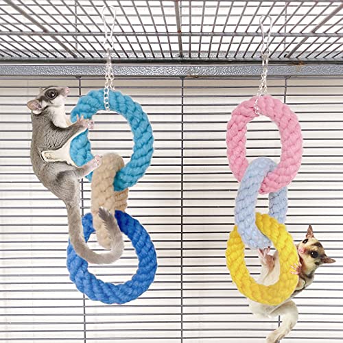 JWShang 2 Pack Sugar Glider Climbing Rope Toys, Sugar Glider Cage Accessories and Toys, Rat Hammocks for Cage Chew Proof, Rat Warm Bed, Small Animal Hanging Hammock