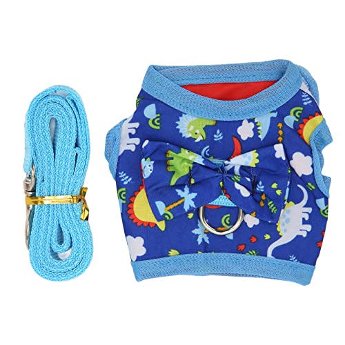 Bunny Harness Leash Set, Escape Proof Adjustable Walking Vest for Outdoor Walks Small Pets Polyester Nylon Cartoon Dinosaur 1 Set