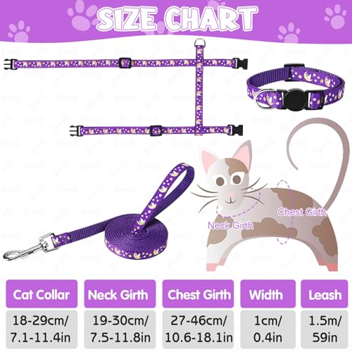 2 Pack Cat Harness and Leash with Collar Set, Escape Proof Cat Harness Adjustable Kitten Harness Glow in The Dark for Small Medium Cats | Adjustable Kitten Harness Glow in The Dark for Small Medium Cats - color: Multicolor