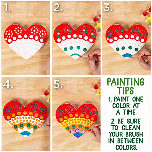 Creative Roots Mosaic Heart Stepping Stone, Includes 7-Inch Ceramic Stepping Stone & 6 Vibrant Paints, Mosaic Stepping Stone Kit, Paint Your Own, DIY Stepping Stone Kit for Kids Ages 8+ - style: Heart