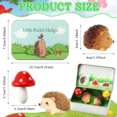 Little Pocket Hedgie Mini Hedgehog, Collectible Gift Travel Buddy | Cute mini hedgehog in a pocket tin, a collectible desk gift for coworkers, friends and animal lovers - style: Hedgehog