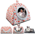 Warm Rabbit Hideout, Washable Strawberry Fleece Hut for Guinea Pigs | Hideaway House with Strawberry Design, Cozy Fleece Hut for Indoor Rabbits Guinea Pigs and Other Small Animals