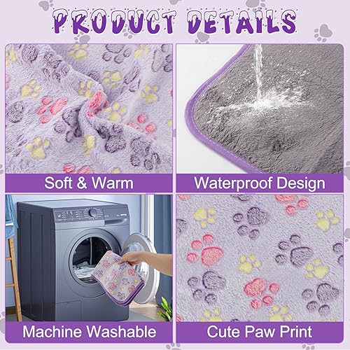 YUEPET Waterproof Guinea Pig Blankets 6 Pack, Fleece Cage Liners, L | Guinea Pig Fleece Cage Liners, Waterproof Backing, Machine Washable, Soft Fleece Surface, 48 x 24 in - color: Purple+blue+beige+white+pink+coffee, size: L-48"×24"