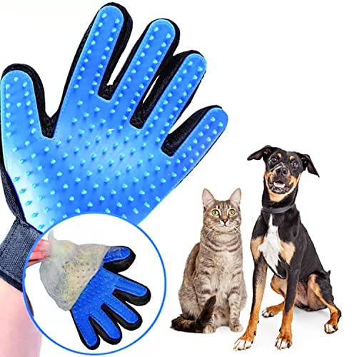Generic Pet Grooming Glove, Blue - Perfect for Dog, Cat, Rabbit with fur (short and long), Multi-role Bathing, Massaging, Grooming, Shedding, Brush Glove | Blue - Perfect for Dog, Cat, Rabbit with fur (short and long), Multi-role Bathing, Massaging, Groom