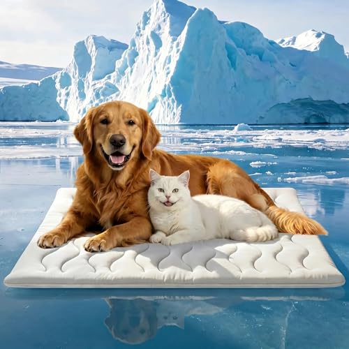 2026 Q-MAX＞0.5 Double-Sided Arc-Chill Dog Cooling Mat 36"×23" | Upgraded Ice Cool Fiber, Washable Thicken Waterproof, Self-Cooling Crate Pad for Dog&Cat, All-Season Use - size: Medium