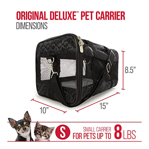 Sherpa Original Deluxe Travel Pet Carrier, Airline Approved & Guaranteed On Board - Black Lattice, Small - color: Black Lattice, size: 15.0"L x 10.0"W x 8.5"H