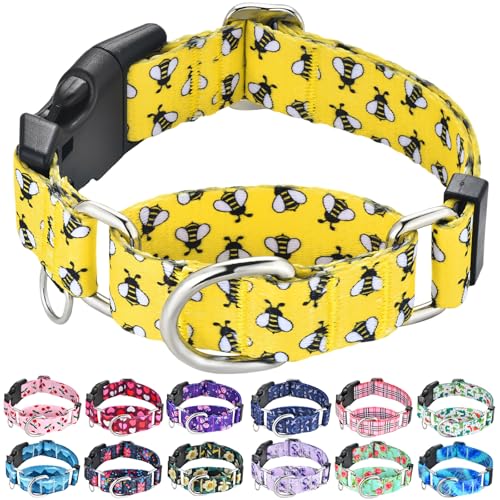 Martingale Dog Collar with Buckle Yellow Bee Dog Collar Adjustable Cute Design Patterns (Bee, Small) - color: Bee, size: Small