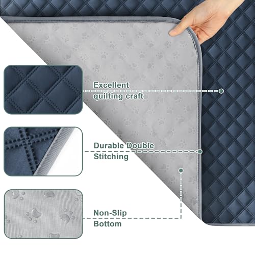 Eterish Reusable Washable Pee Pads for Dogs Large/Extra Large 36'' x 41'' 2 Pack, Absorbent Pet Puppy Dog Training Pads Non-Slip, Waterproof Whelping Potty Pads for Dogs Leak-Proof - color: Navy Blue, size: 2 Pack (36"x41")
