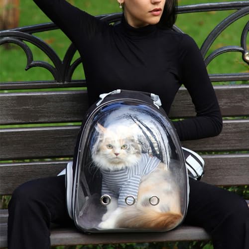 Cat Backpack Carrier, Pet Cat Carrier with Ventilated Design for Carrying Puppy Cats, Pet Carrier Backpack for Traveling/Hiking/Camping/Outdoors Airline Approved Travel Carrier (Black) - color: Black